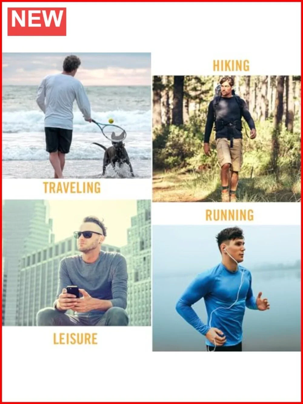 Men's UPF 50+ Long Sleeve Rash Guard Quick Dry 4-Way Stretch UV Protection
